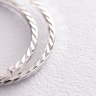 Сережки - кільця в білому золоті (2.5 см) с07145 №3