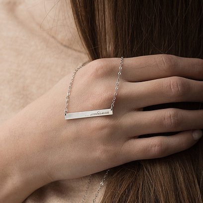 Срібне кольє з гравіюванням "Твоя історія" 18978л №4