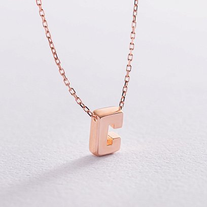 Кольє з буквою "С" в червоному золоті кол01256С №3