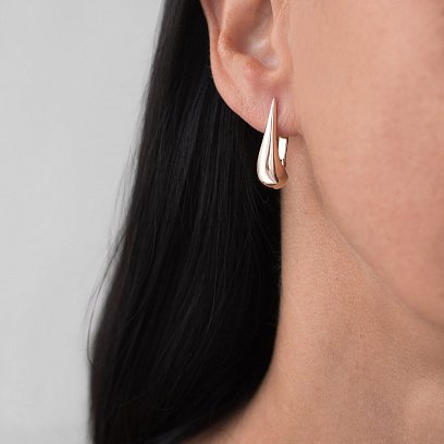 Сережки "Маленькі крапельки" у червоному золоті (2.6 см) с06421 №3