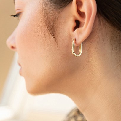 Серьги "Love" в желтом золоте с08606 №2