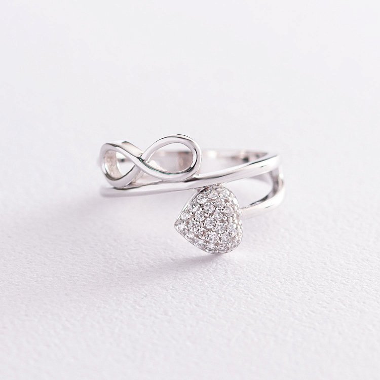 Золотое кольцо "Сердечко и знак бесконечности" к05593 от ювелирного магазина Оникс