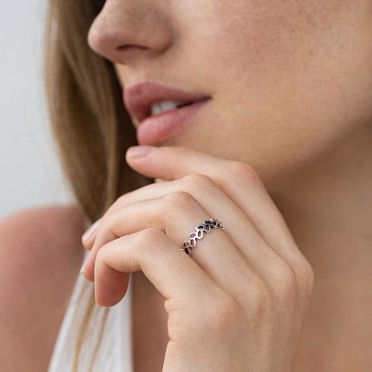 Кольцо "Лепестки" в серебре 112539 №5