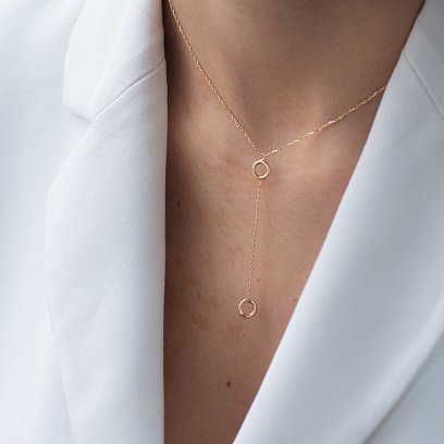 Кольє "Кружечки" в жовтому золоті кол01842 №4