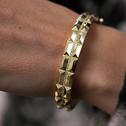 Жорсткий браслет "Charlotte" з фіанітами (жовте золото) б05814 №8