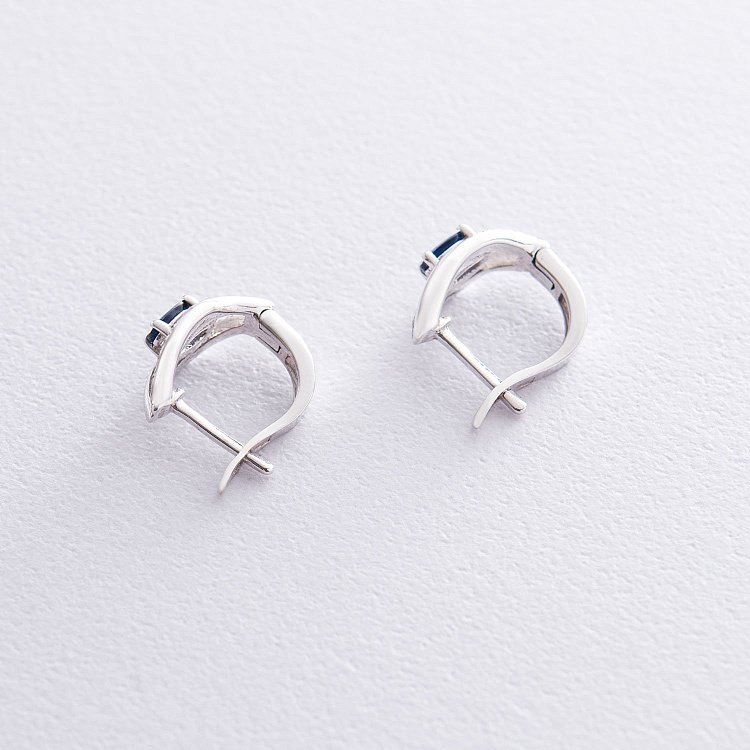 Золотые серьги (сапфир, бриллиант) C01115E от ювелирного магазина Оникс - 2