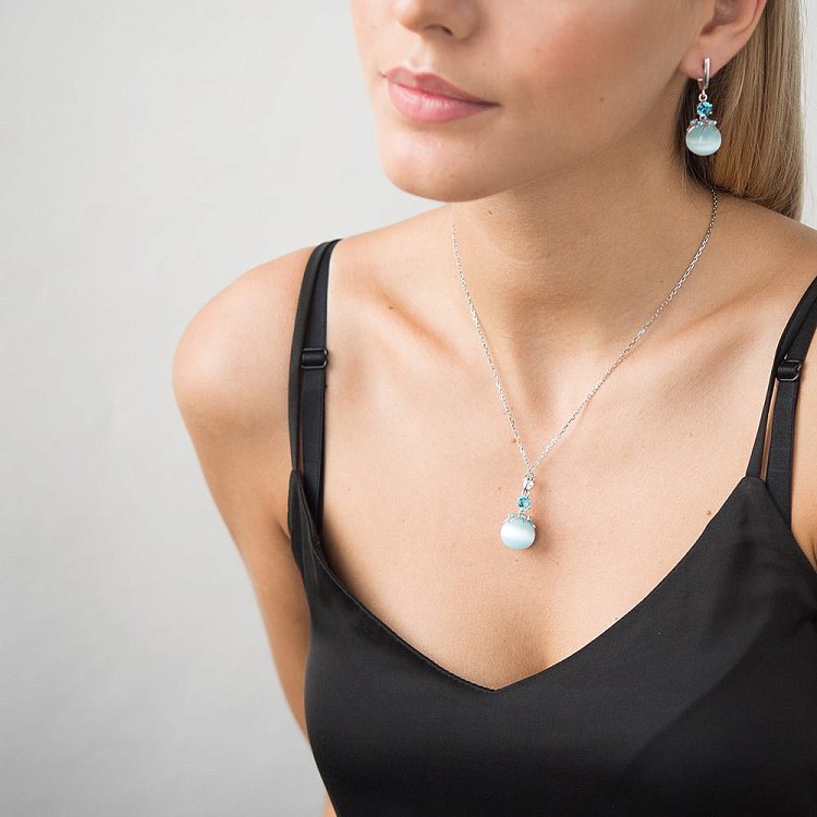 Серебряная подвеска (им.улексит, фианит) 132687 от ювелирного магазина Оникс - 3