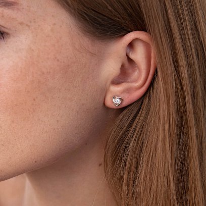 Срібна сережки - пусети з фіанітами 121625 №6