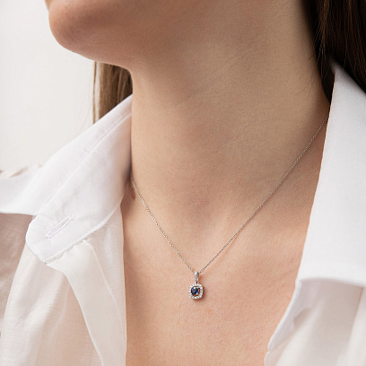 Золотое колье с бриллиантами и сапфиром колб0166ca №4