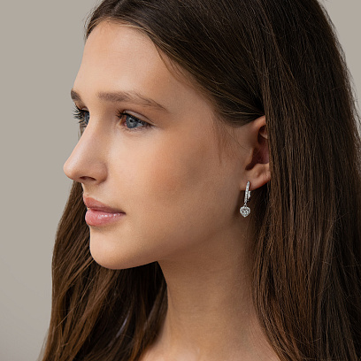 Серебряные серьги "Сердечки" с фианитами 902-01568 №4