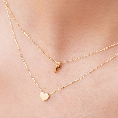 Подвійне золоте кольє "Блискавка та сердечко" кол02311 №6