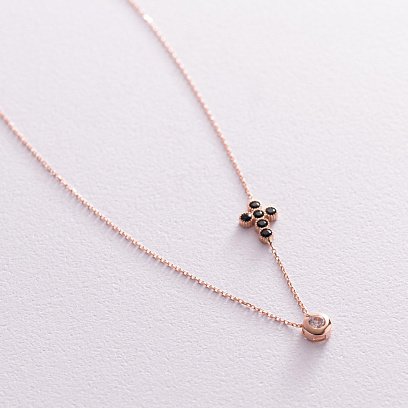 Золотое колье с крестиком (фианиты) кол02109