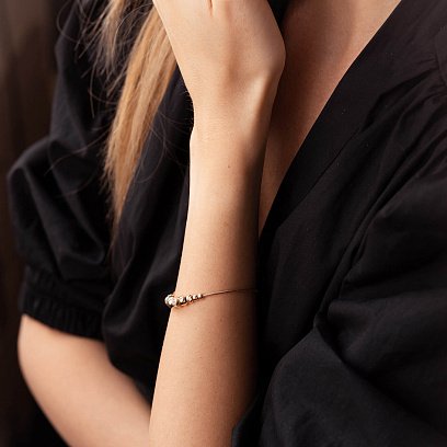 Браслет "Кульки" у червоному золоті (фіаніти) б05092 №6