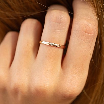 Каблучка з діамантом в червоному золоті кб0555м №2