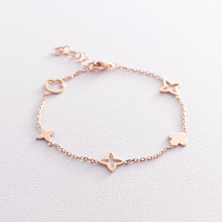 Браслет "Конюшина" в червоному золоті б04624 від ювелірного магазину Онікс