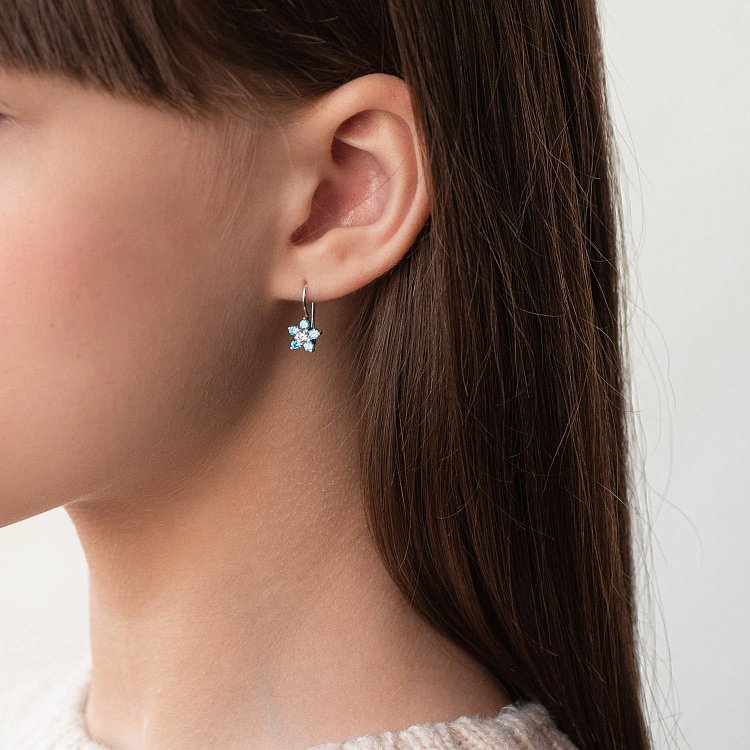 Срібні сережки "Квіточки" 12671 від ювелірного магазину Онікс - 1