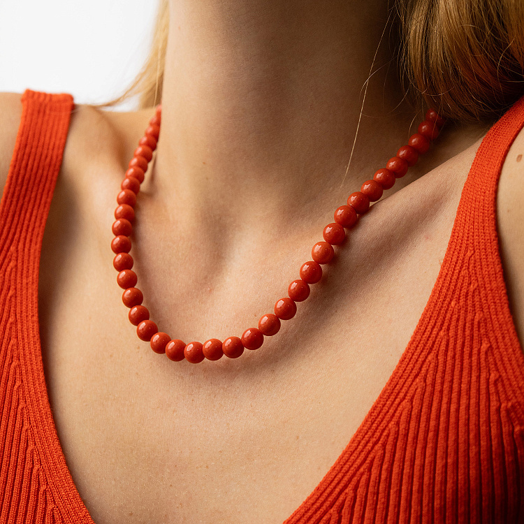 Бусы из коралла (золотая застежка) бус048к от ювелирного магазина Оникс - 3