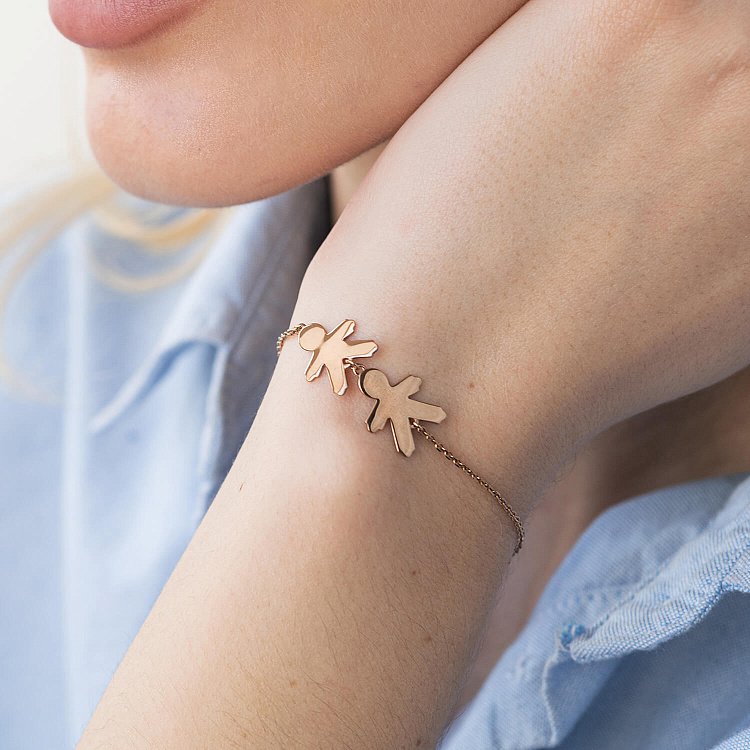 Браслет "Два мальчика" в красном золоте (возможна гравировка) з2089 от ювелирного магазина Оникс - 5