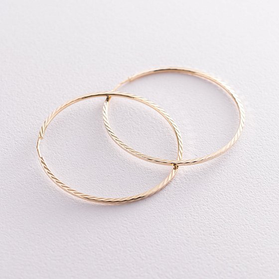Сережки - кільця в жовтому золоті (4.6 см) с07319