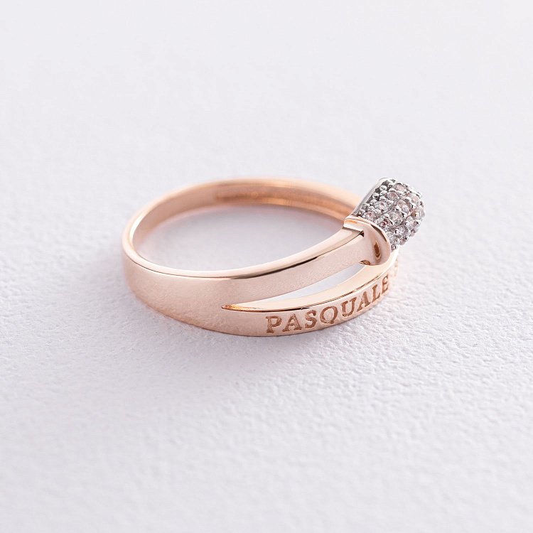 Золота каблучка "Сірник" (фіаніти) к06314 - 2 Золота каблучка "Сірник" (фіаніти) к06314 від ювелірного магазину Онікс - 2