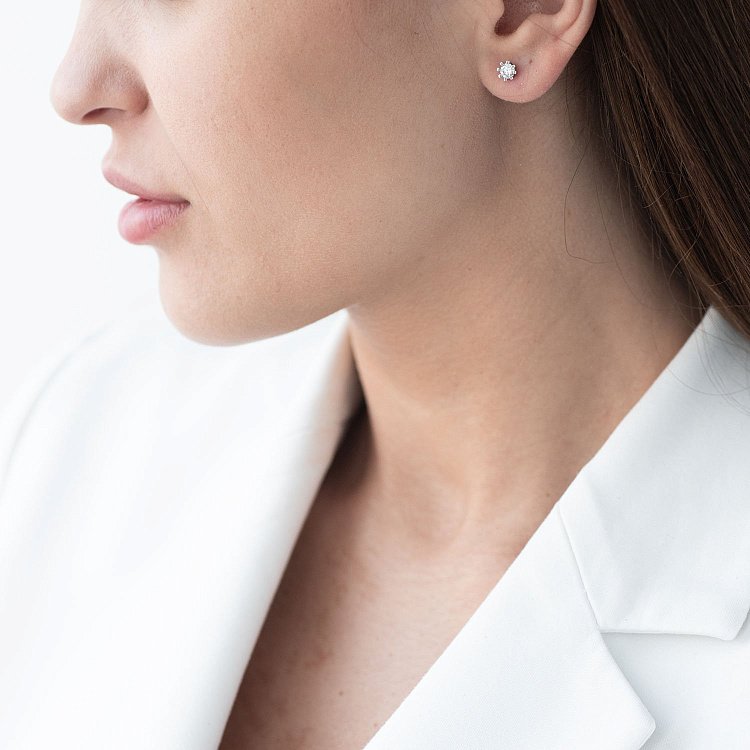 Золотые серьги - пусеты (бриллианты) сб0082ca от ювелирного магазина Оникс - 1