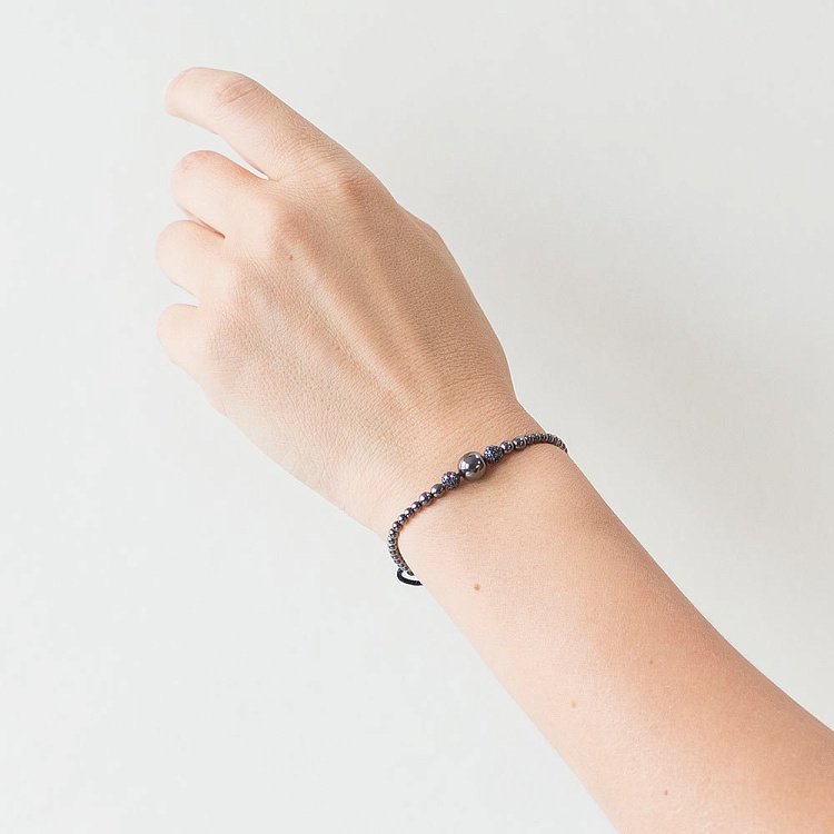 Золотой браслет "Шарики" с фианитами б02688 от ювелирного магазина Оникс - 1