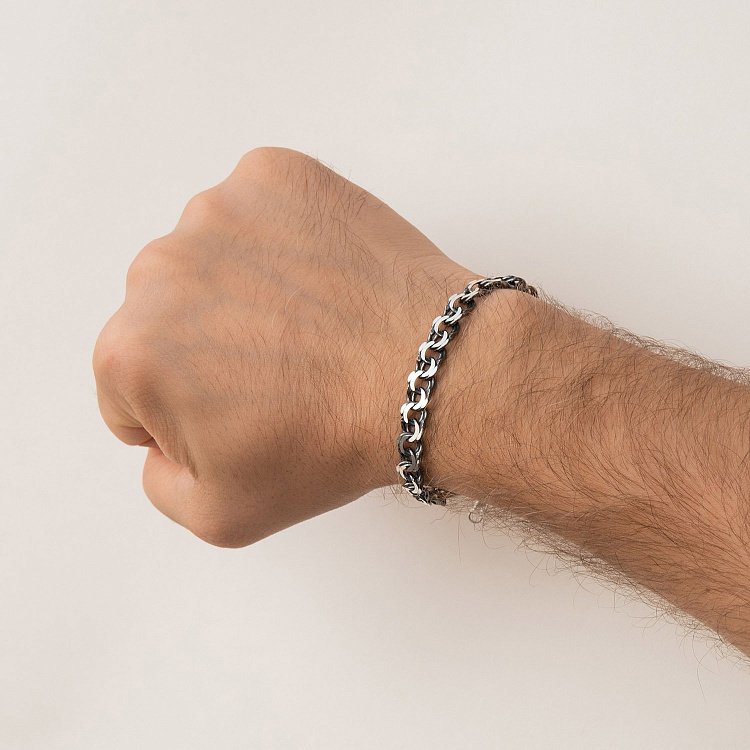 Мужской серебряный браслет (гарибальди 0.8 см) чс21841 от ювелирного магазина Оникс - 1