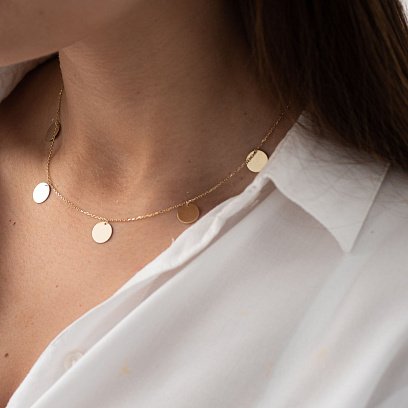 Кольє "Монетки" в жовтому золоті (5 шт) кол01438 №6