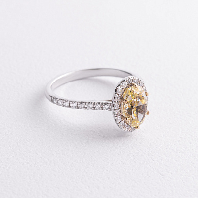 Каблучка з діамантами (біле золото) 243101121 №3