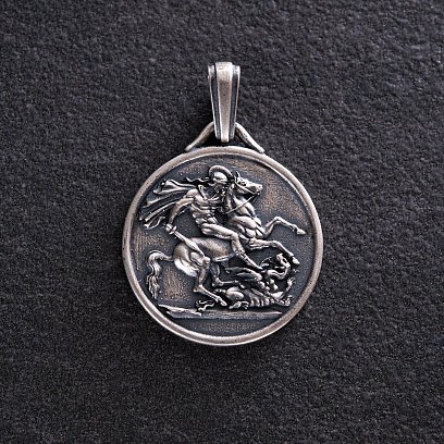 Срібний кулон "Георгій Переможець" (можливе гравіювання) 133180 №8