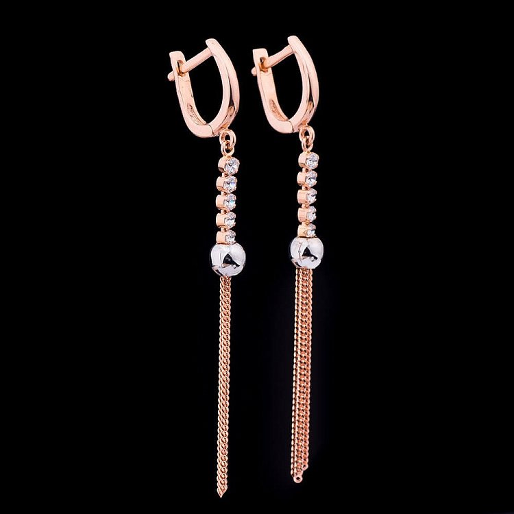 Золоті сережки з фіанітами с02747 від ювелірного магазину Онікс