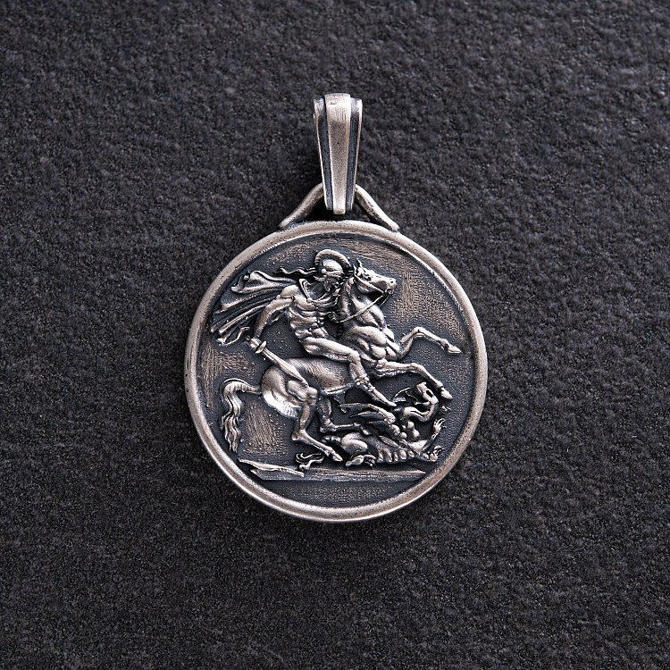Срібний кулон "Георгій Переможець" (можливе гравіювання) 133180 від ювелірного магазину Онікс - 7