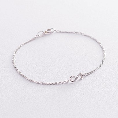 Браслет "Нескінченність" в білому золоті (фіаніти) б04691