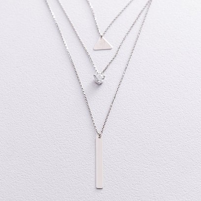 Золотое колье Геометрия (фианит) кол01675 №4