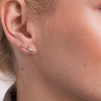 Серьги - пусеты "Love" в серебре 123063 №2