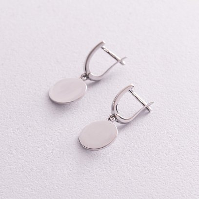 Серьги "Монетки" в белом золоте с07622 №4