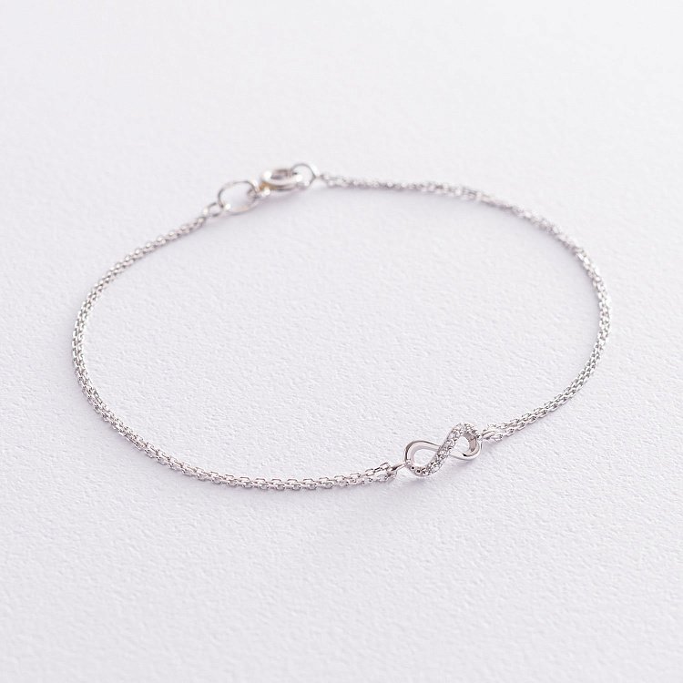 Браслет "Нескінченність" в білому золоті (фіаніти) б04691 від ювелірного магазину Онікс