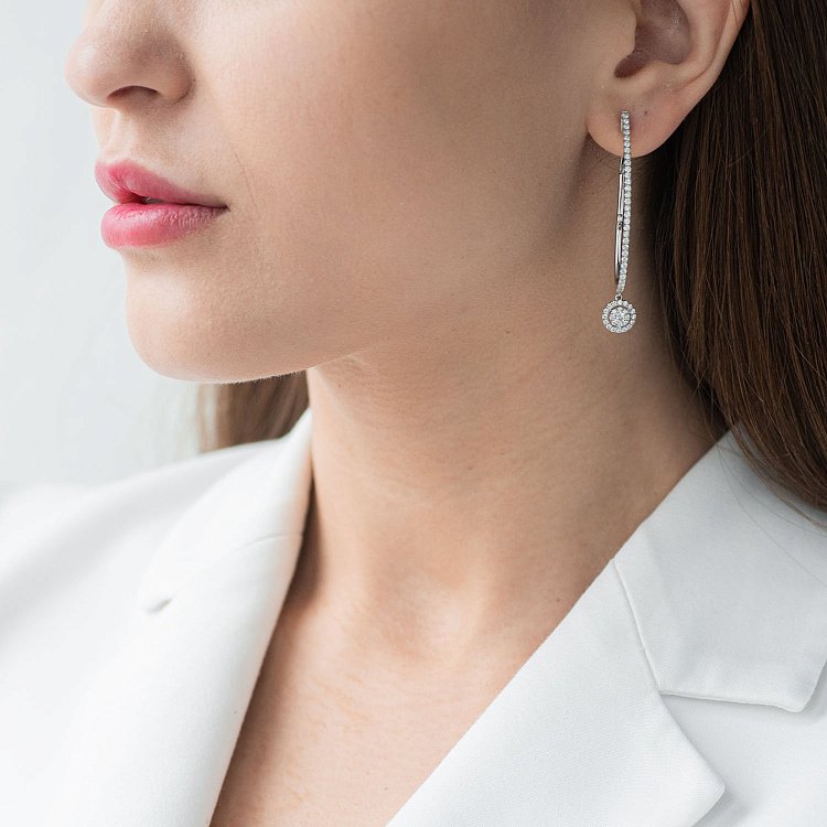 Сережки в білому золоті з діамантами сб0027mi від ювелірного магазину Онікс - 3