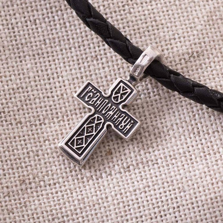 Срібний дитячий хрест "Розп'яття. Молитва" Господи, помилуй " 131651 від ювелірного магазину Онікс - 7