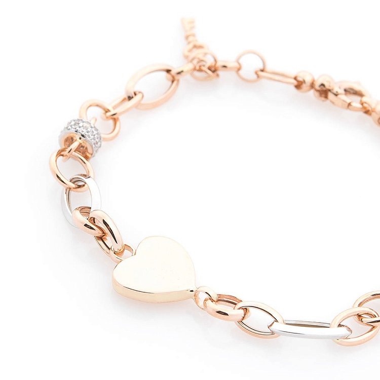 Золотой браслет "Сердце и ключ" (фианиты) б03326 от ювелирного магазина Оникс - 1