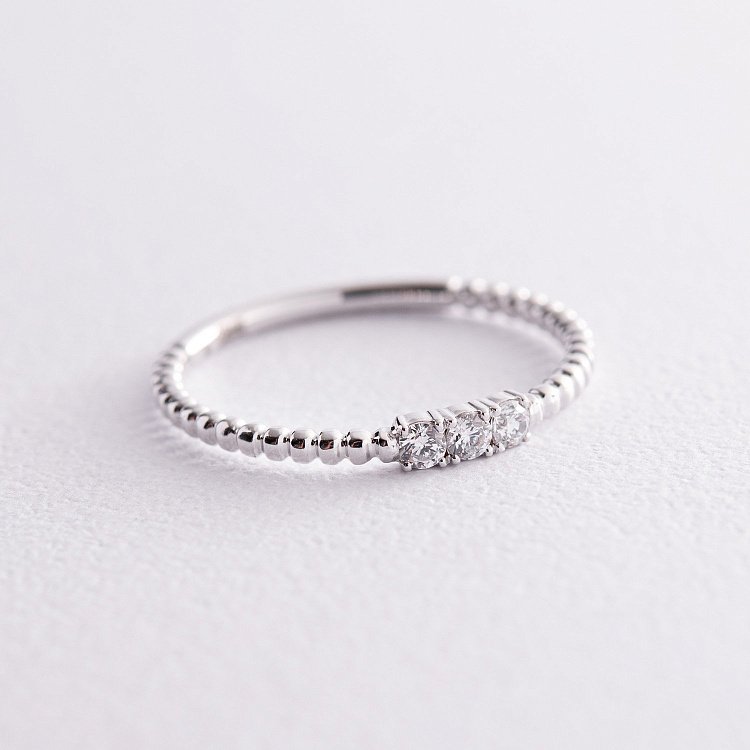 Кулькова каблучка "Мелоді" з фіанітами (біле золото) к07395 від ювелірного магазину Онікс - 6