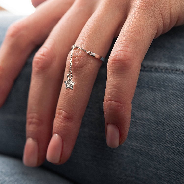 Золотое кольцо с подвеской "Звездочка" (фианиты) к06999 от ювелирного магазина Оникс - 5