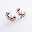 Золоті сережки з перлами і діамантами с1323 от ювелирного магазина Оникс