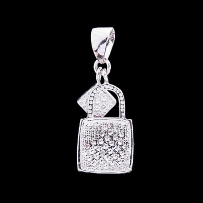 Серебряная подвеска "Ключик и замочек" с фианитами 132243 №3