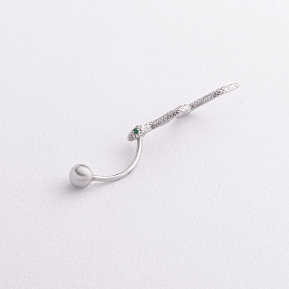 Серебряный пирсинг в пупок "Змея" 6027 №3