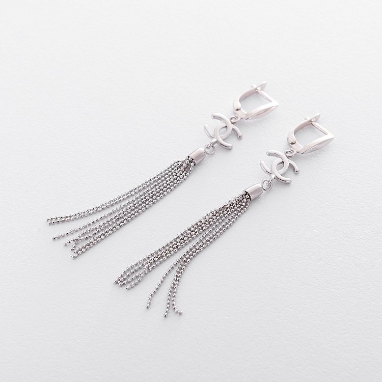 Висячі сережки зі срібла 122524 від ювелірного магазину Онікс