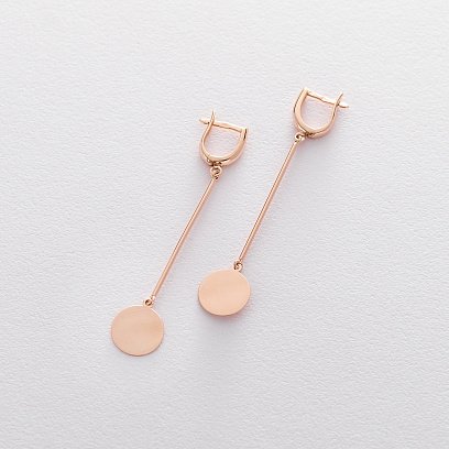 Сережки "Монетки" з червоного золота с06354 №3