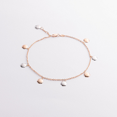 Золотий браслет "Квіточки" на ногу б05731