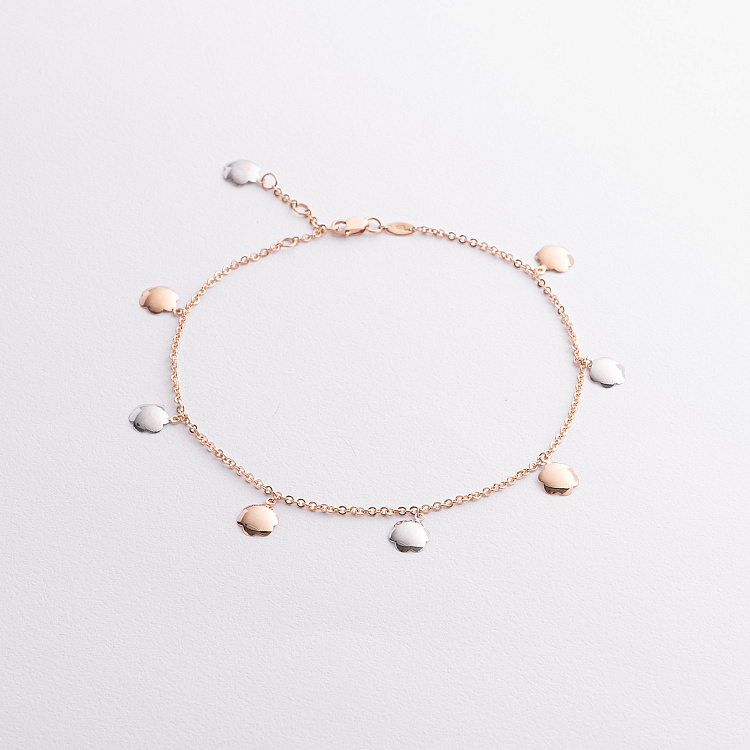 Золотий браслет "Квіточки" на ногу б05731 від ювелірного магазину Онікс