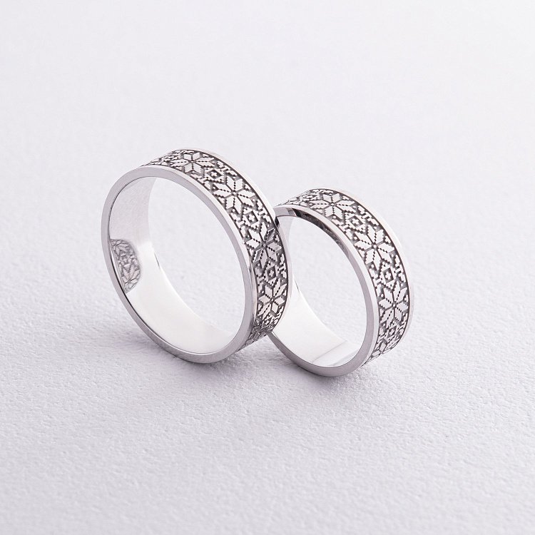 Обручальное кольцо "Вышиванка" в белом золоте 28931100 от ювелирного магазина Оникс - 5